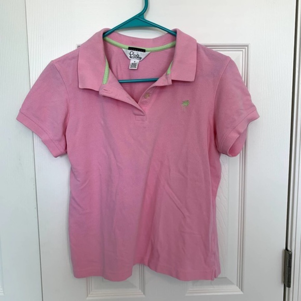 Lilly Pulitzer Pink Short Sleeve Polo Shirt Women's Size Medium